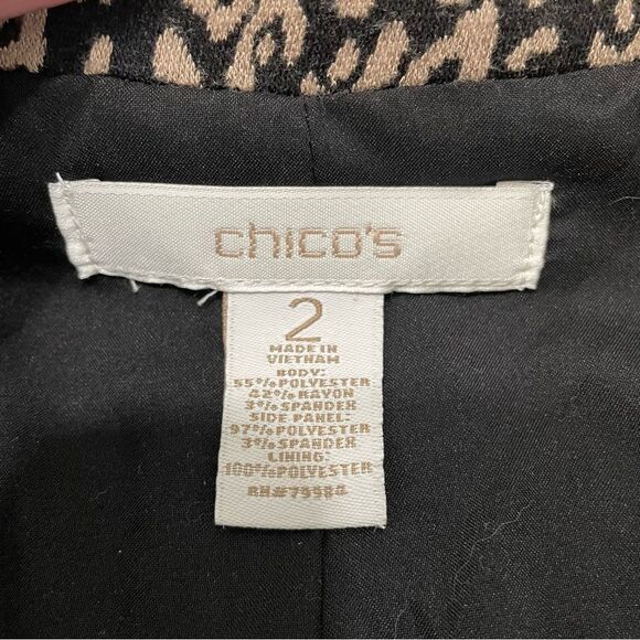 Chico’s Leopard Cheetah Moto Blazer Size 2 / Large (12) - Picture 8 of 10